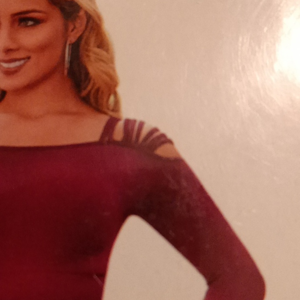 Women's Burgundy Long Sleeve Bodysuit - Picture 2 of 3